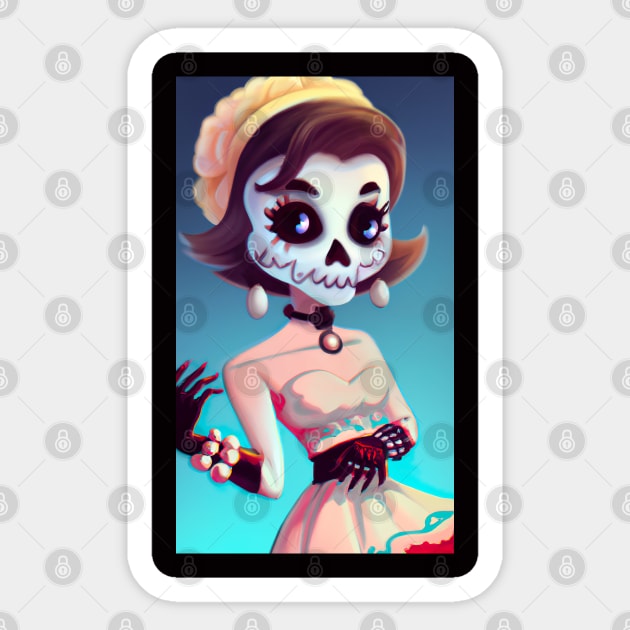 chic sugar skull girl Sticker by KeeRodDesigner1